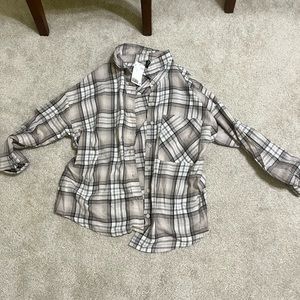 h&m cream and black flannel